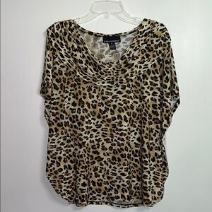 Leopard Print Cowl Neck Blouse